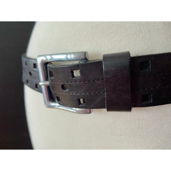 LEVI'S Black Leather Laser-Cut Belt Womens sz S - Picture 2 of 11